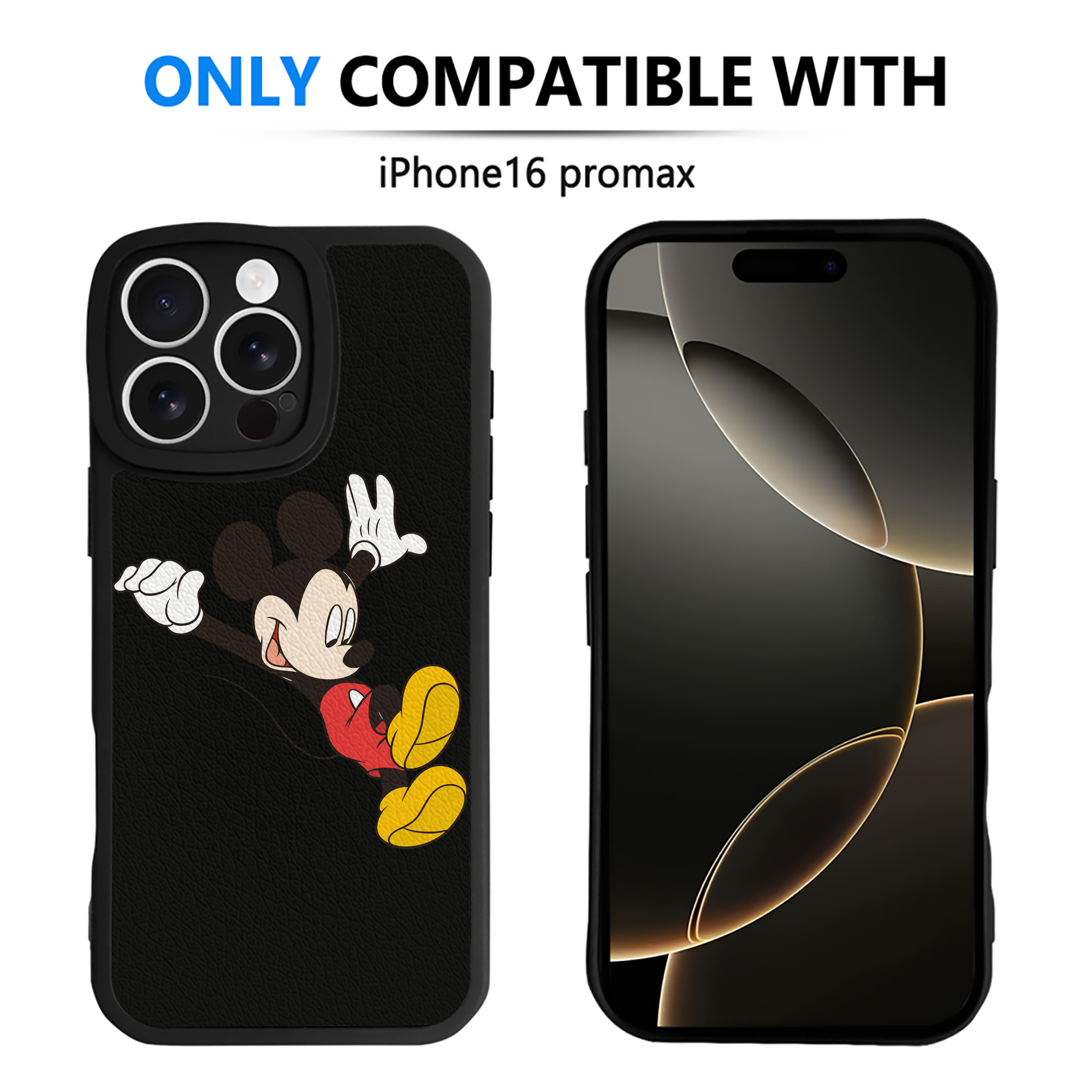 （画像用） ミッキーマウス Mickey Mouse 【iPhone 16シリーズ対応】シリコンスマホケース（レザー調） 材質：シリコン